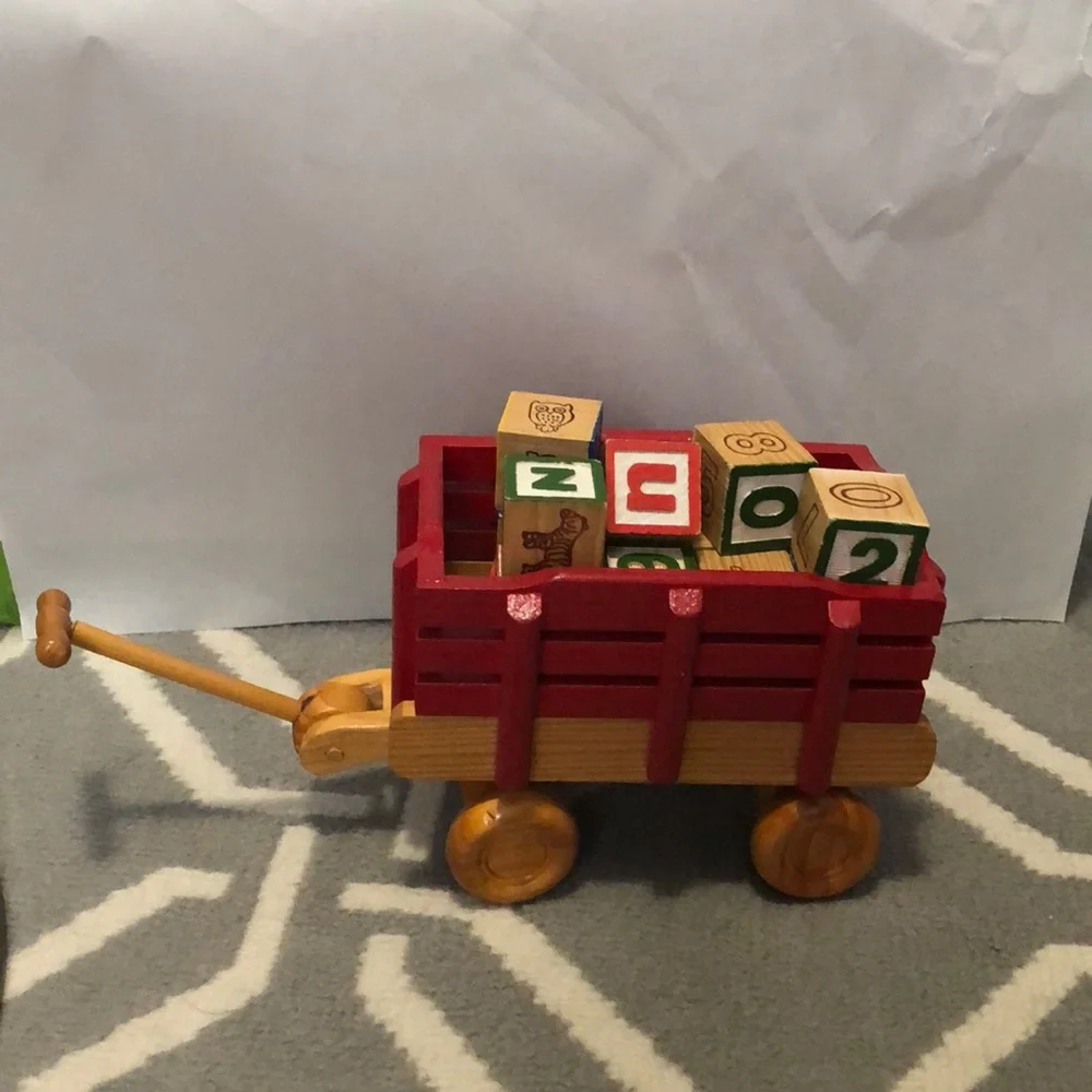 Vintage Wooden Wagon with Blocks